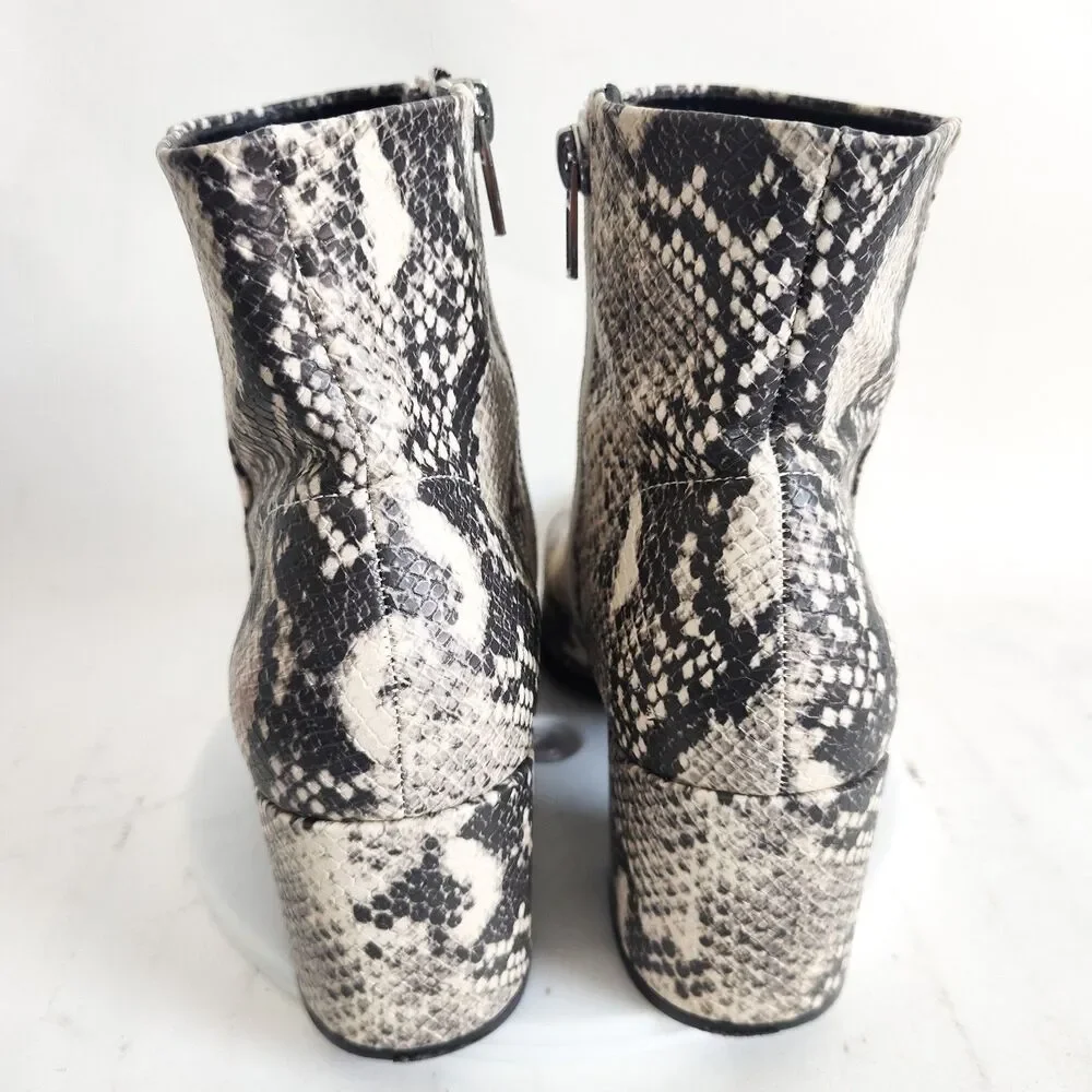 Madden Girl Ankle Boots‎ Size 8.5 Snakeskin Vegan Faux Leather Block Heel Dafni